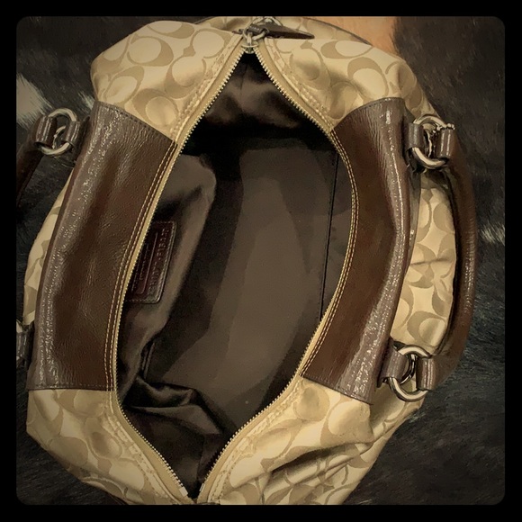 Coach Signature Purse, brown and tan - Picture 3 of 8
